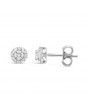 Diamond Cluster Earrings With A Centre Round Brilliant Cut Diamond Set in 18ct White Gold. Tdw 0.40ct